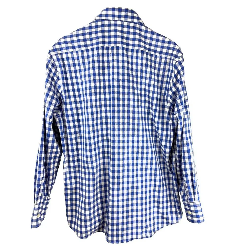 Twillory Men's Tailored Fit Blue & White Gingham Check Dress Shirt 17 32/33 - Picture 2 of 16